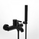 Μπαταρία Λουτρού Αναμεικτική La Torre New Tech 12019-400 Black Matte (Μαύρο ματ) με Tηλέφωνο Anticalcare, Επίτοιχο Στήριγμα Τηλεφώνου και Άθραυστο Σπιράλ 1,5m